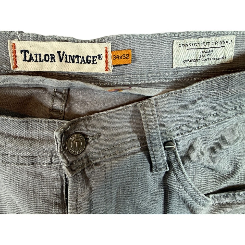 Tailor Vintage Canaan Jeans Mens 34x32 Gray Denim Stretch Slim Fit‎ Straight Leg - Picture 3 of 6
